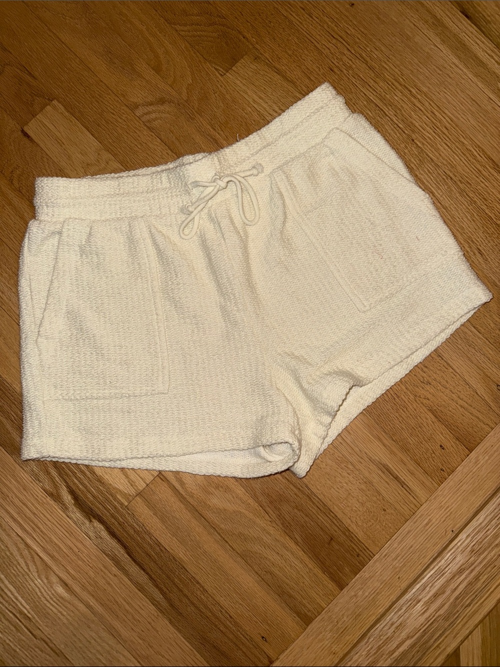 Z Supply Cream Terry Drawstring Athletic Shorts